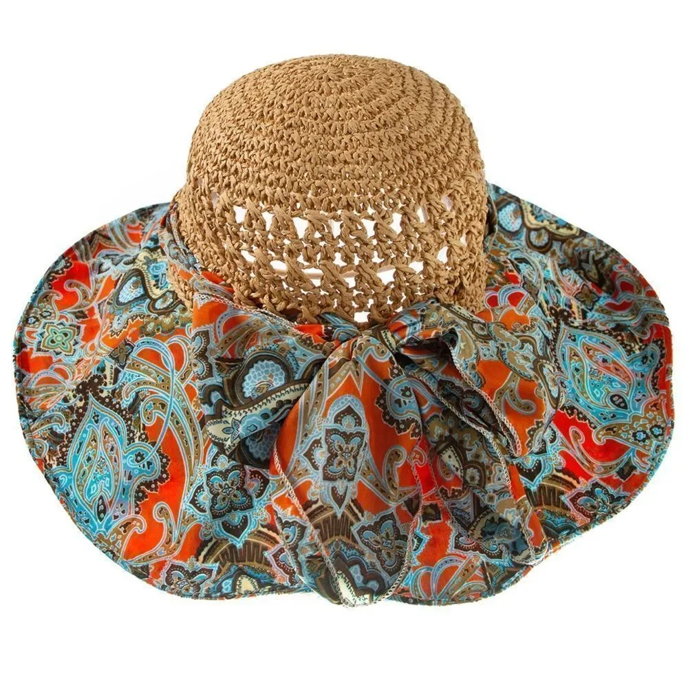 Crochet Colorful Wide Brim Summer Sun Hat NWT - Picture 4 of 4